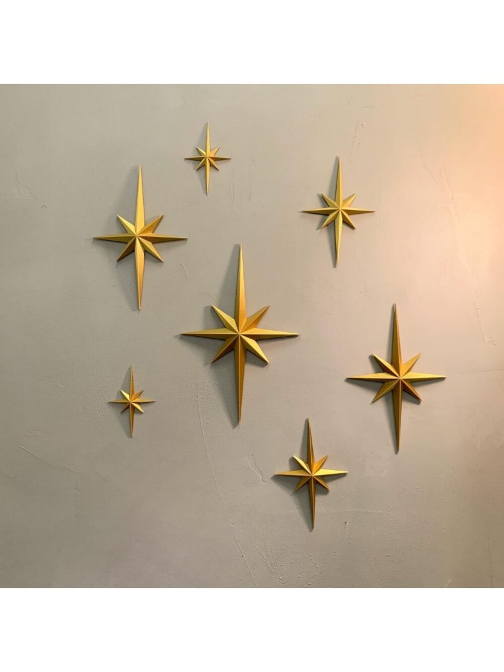 Vintage 3D Starburst Wall Art Set - Mid Century Modern Gold Sculptures for Home